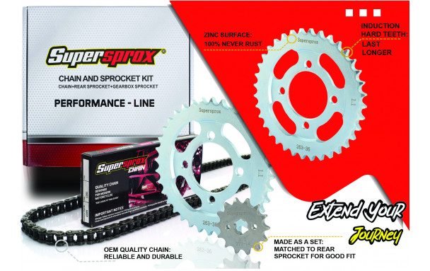 KIT CHAINE KTM 125 Duke (2011-2013)  ADAPTABLE ORIGINE Perf. Line SUPERSPROX